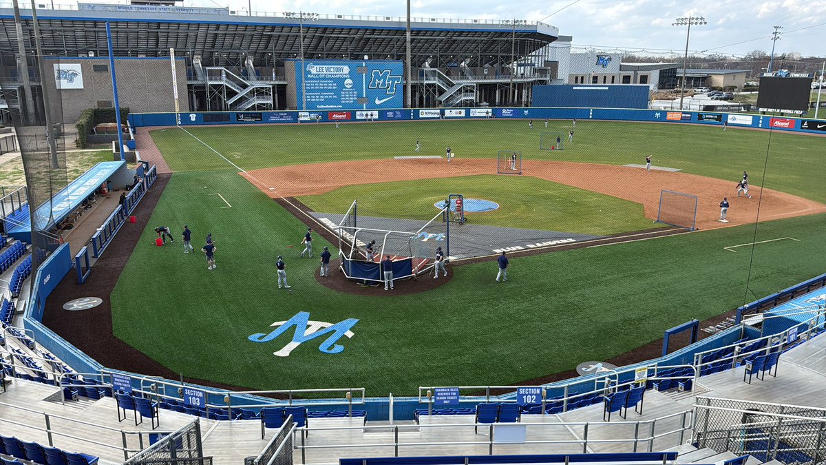 Elon10065's tweet photo. Welcome to Reese Smith Jr. Field for some more midweek baseball.

Middle Tennessee plays Belmont before hitting the road this weekend.

First pitch is at 4:00 p.m., and lineups are coming soon. https://t.co/Ku6niYCy3q