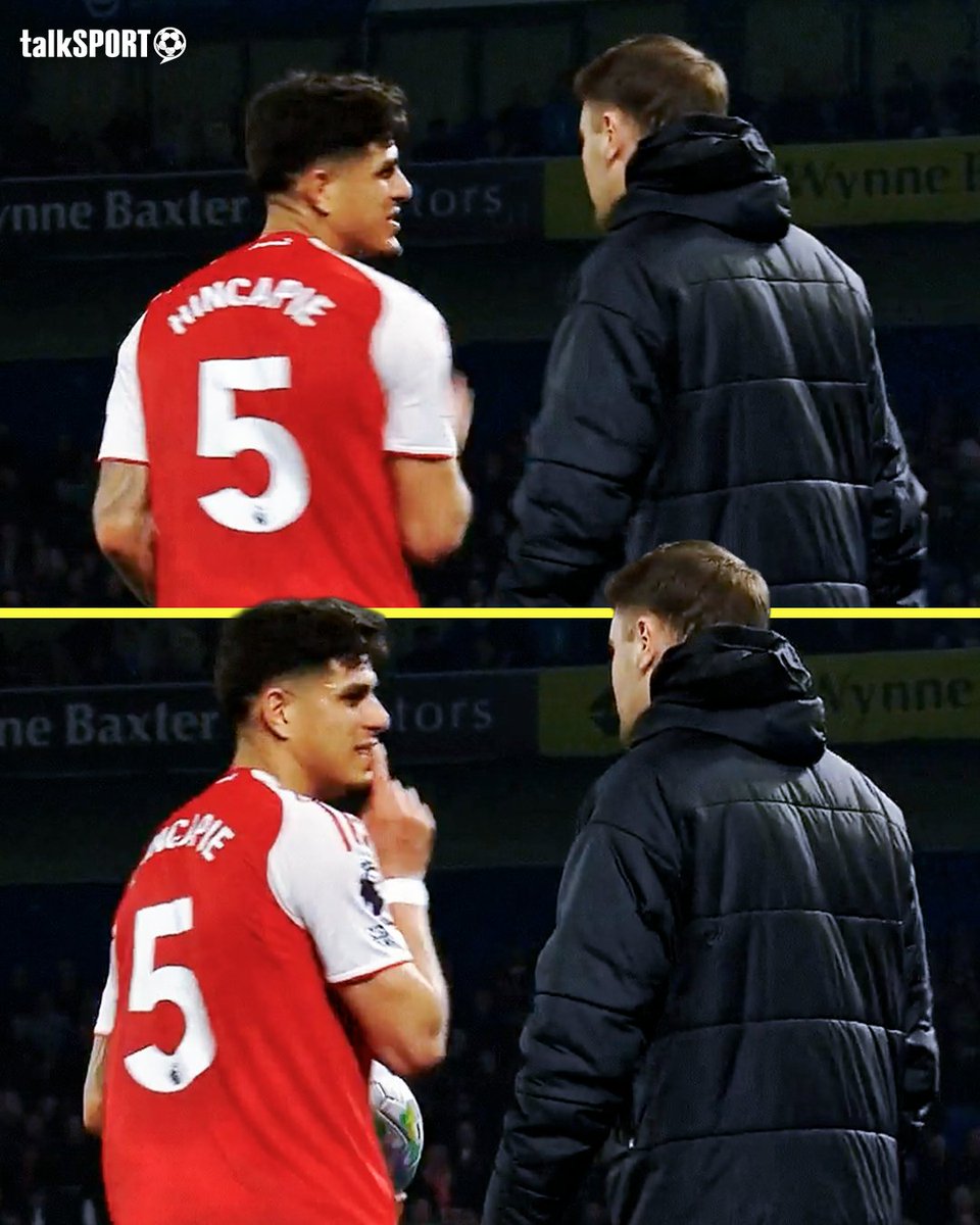 Piero Hincapie shushed Brighton boss Fabian Hurzeler after being told to hurry up with a throw-in. 😅