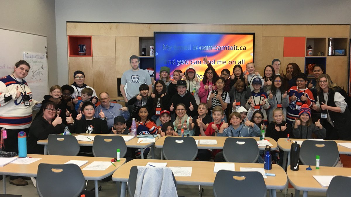 camtaitspeaking's tweet photo. Today’s Grade 5 class from Kim Hung School brought the energy to Rogers Place.
They asked thoughtful questions, stayed fully engaged, and applauded like crazy! 
With so many supportive staff in the room, the whole morning felt warm, connected, and full of laughter. https://t.co/gPO3MhX3w0