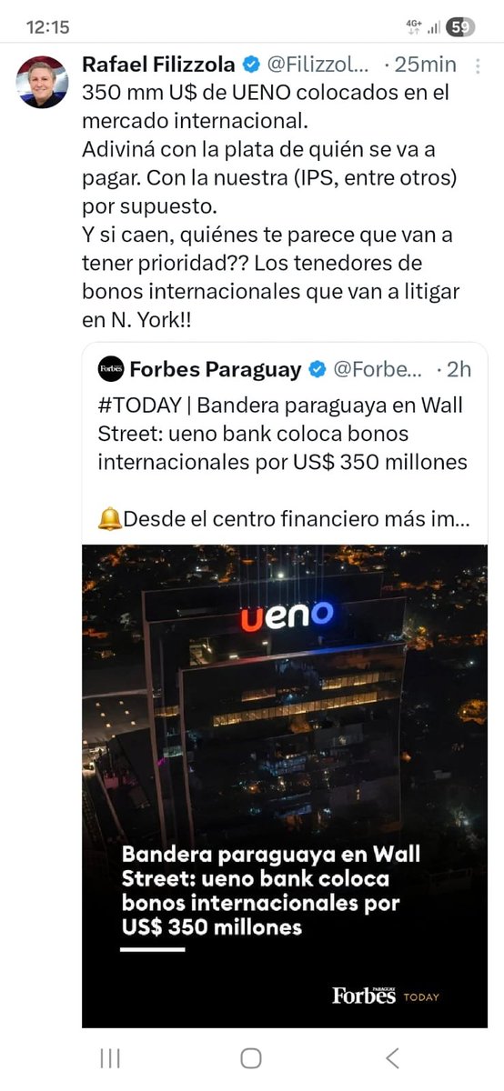 Con la nuestra dice el Senador Rafael Filizzola. Que nuestra habla justamente el. Que vive colgado de la función pública hace siglos. Cara rota.