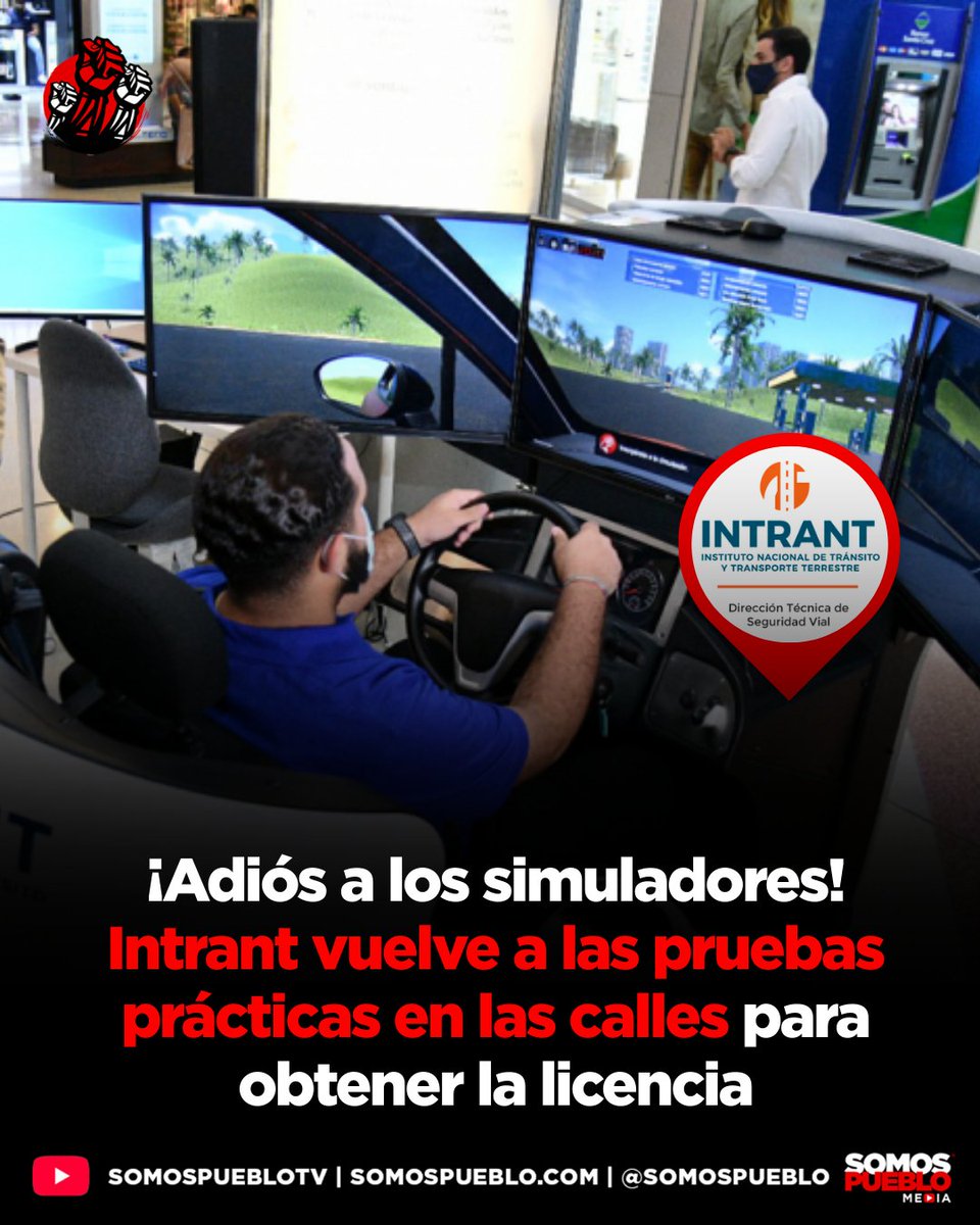 RDSomosPueblo's tweet photo. El Instituto Nacional de Tránsito y Transporte Terrestre (Intrant) anunció un cambio importante en el proceso de obtención de la licencia de conducir: el uso de simuladores ha sido suspendido como método principal de evaluación. A partir de ahora, será obligatorio volver a la prueba práctica en condiciones reales de tránsito.

Esta medida forma parte de un nuevo protocolo diseñado por la institución para elevar el nivel de exigencia a los aspirantes. El objetivo principal es reforzar la seguridad vial en la República Dominicana, asegurando que quienes obtengan el documento realmente tengan la capacidad de manejarse en el tráfico cotidiano.

Claves del nuevo protocolo:
Evaluación en escenarios reales: Los aspirantes deberán demostrar sus habilidades al volante enfrentándose al tránsito real, dejando atrás la evaluación virtual que se venía utilizando.

Mayor exigencia: Con este retorno a la práctica tradicional, el Intrant busca garantizar que solo los conductores capacitados y responsables lleguen a las vías públicas.

Amplía esta y otras noticias en nuestra página web https://t.co/LL2u5zFK4k 📲.