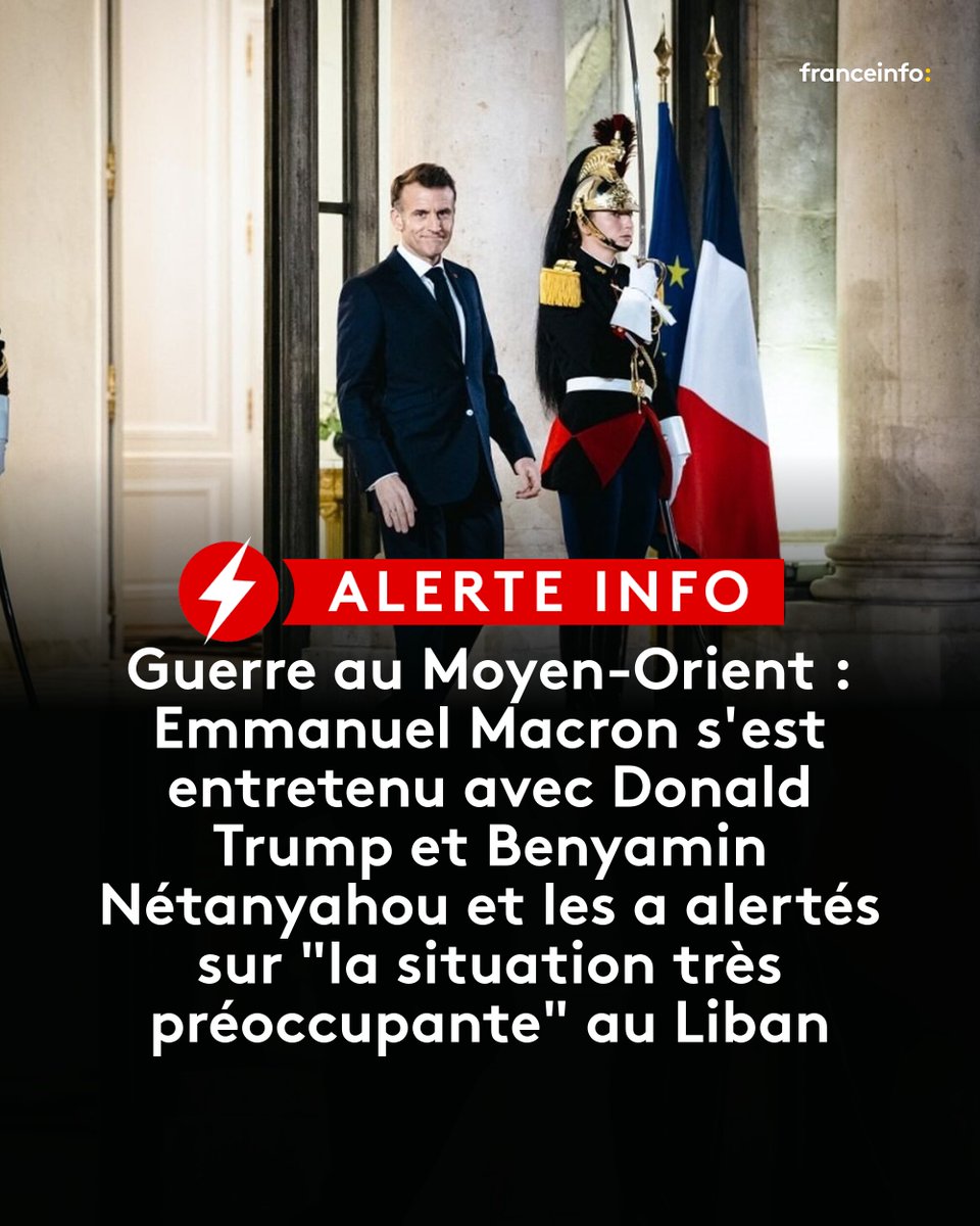 ⚡ALERTE INFO - En plus du président américain et du Premier ministre israélien, le chef de l'Etat français a également échangé avec le président libanais Joseph Aoun.
➡️ l.franceinfo.fr/luP