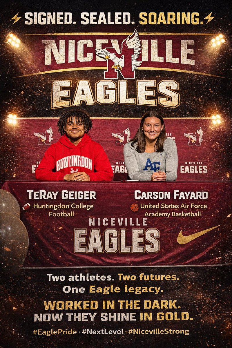 NicevilleEagles's tweet photo. Signed, Sealed, Soaring https://t.co/5TiFUYWgVC