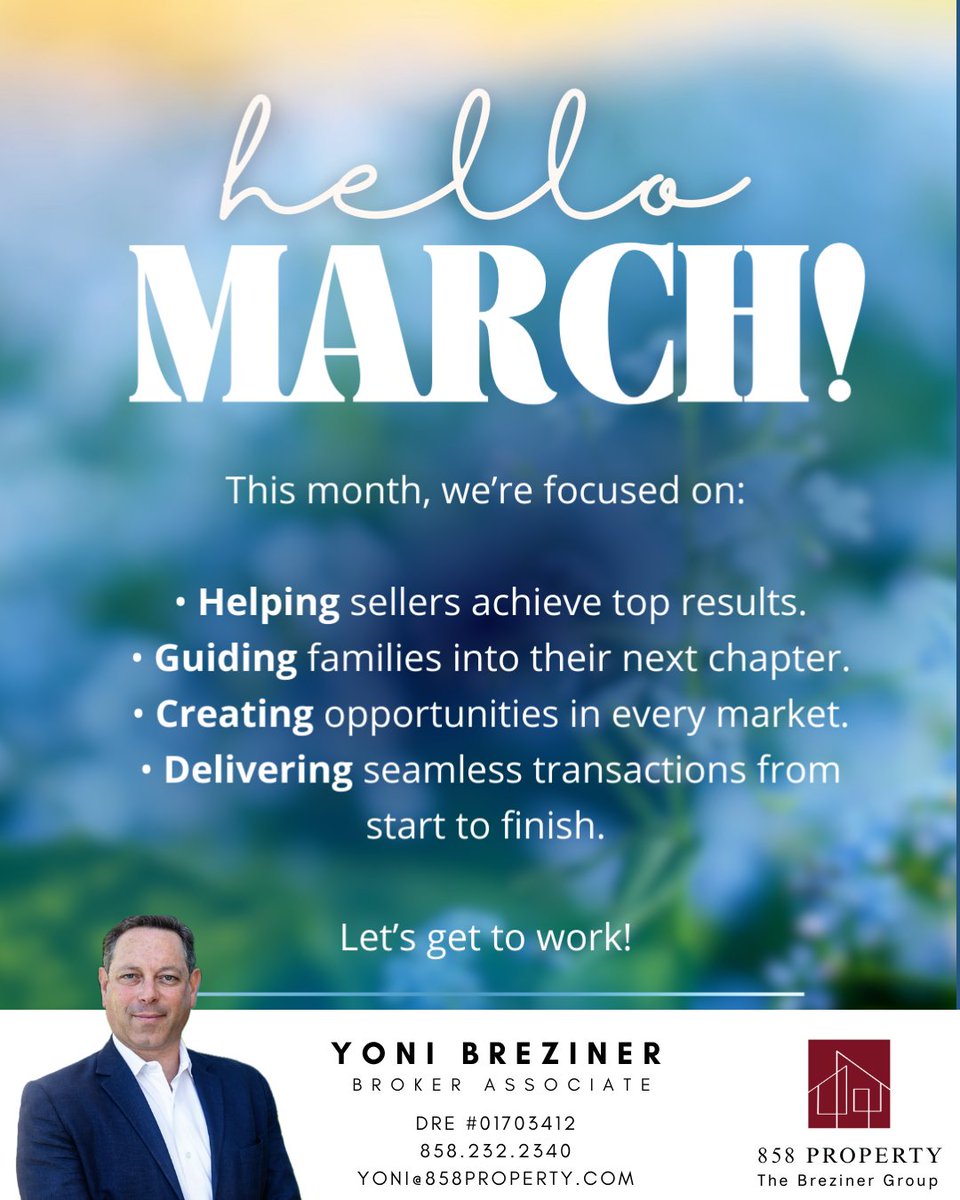 yoni858's tweet photo. Hello, March. 👋
New month. New deals. New doors to open.
Spring market is here — let’s get to work

#hellomarch #SpringMarket2026 #realestatelife https://t.co/bye7I9iXZ0