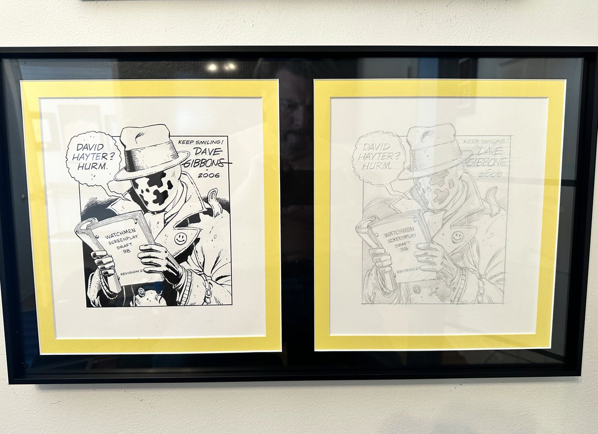 DavidBHayter's tweet photo. I finally got this framed.

@davegibbons90 drew this spectacular, one-off original #Rorschach print, (and pencil) for me when I was working on the film #Watchmen in London, 2006.

It is the pride of my Hollywood memorabilia collection. https://t.co/02u6e4bqqP