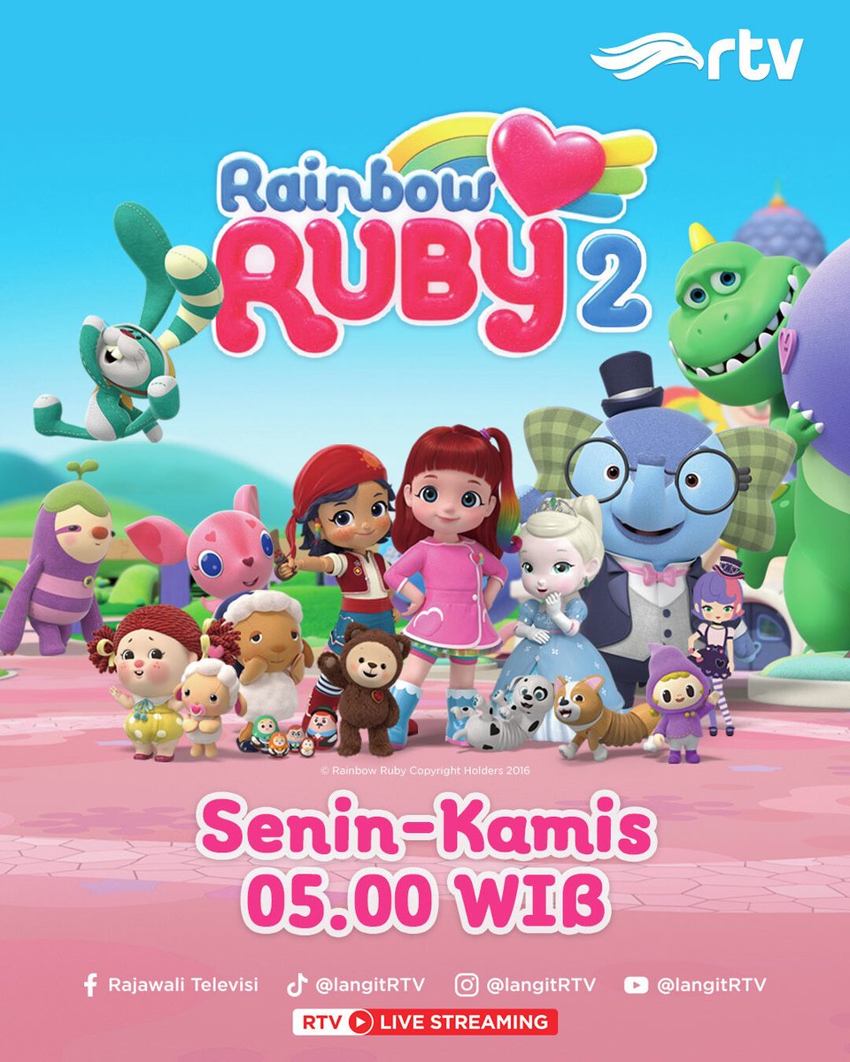 langitRTV's tweet photo. Ada menu baru di Restoran Pelangi loh! 😋🌈

Kira-kira apa ya? Nantikan "𝐑𝐚𝐢𝐧𝐛𝐨𝐰 𝐑𝐮𝐛𝐲" pkl 05.00 WIB hanya di RTV Makin Cakep⁣⁣⁣⁣
⁣⁣⁣⁣
#SerunyaBersama #RainbowRubyRTV https://t.co/DnNAXETT73