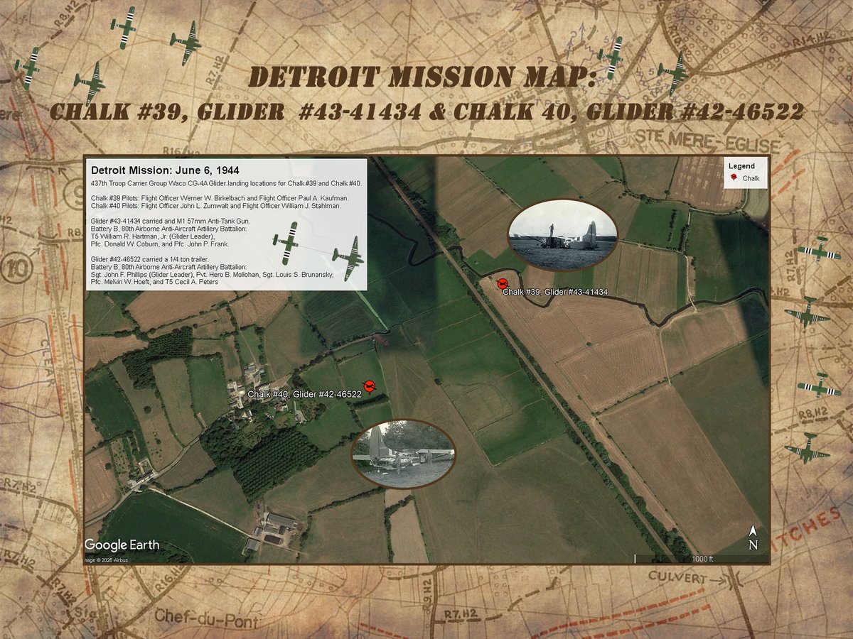 GregoryFWithrow's tweet photo. New discovery of Detroit Mission Waco CG-4A glider landing site photos!!! I constructed these posters via the my earlier research and  the photos. https://t.co/LIHSMBvVpq