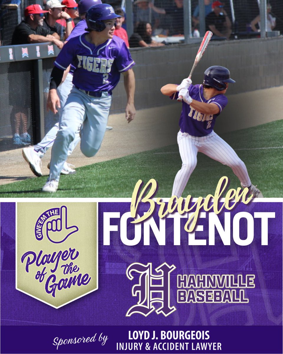 LoydBourgeois's tweet photo. Congratulations to our Give ‘Em The L Player of the Game, Brayden Fontenot!
In yesterday's match versus South Terrebonne, @BraydenFontenot went 2 for 3 at the plate with a double, a walk, and 3 runs in @HHSTigerBsb 8-1 win.
Congratulations again, Brayden! Way to Give ‘Em the L! https://t.co/uOMujJ3GOp