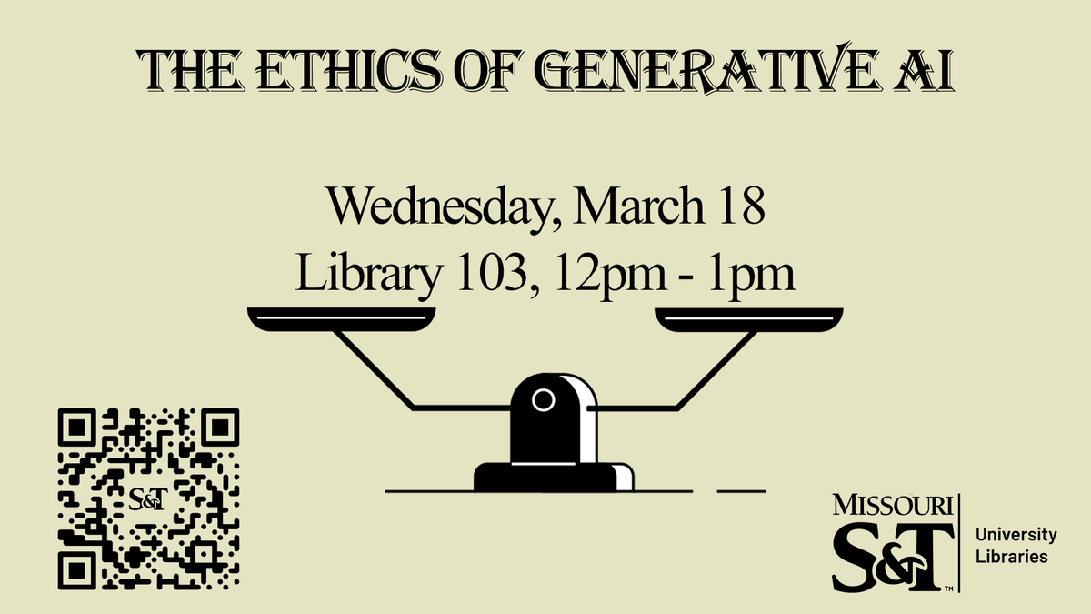 SandTLibrary's tweet image. Join the library for a workshop on fundamental ethical considerations surrounding generative AI, including bias, privacy, responsible use, and the societal and environmental impacts of AI systems. #sandtlibrary #workshops #GenAI