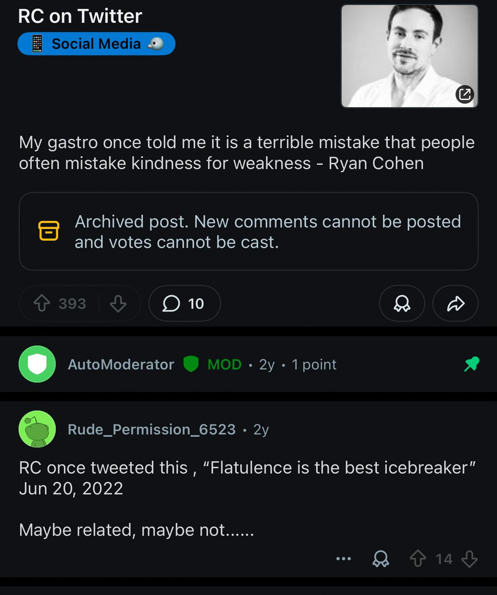 Anyone else catch these two tweets being deleted? Or is this new? Hm
1st tweet was made on June 4, 2023 the day before furlong resigned/was let go.
$GME #RyanCohen #GME