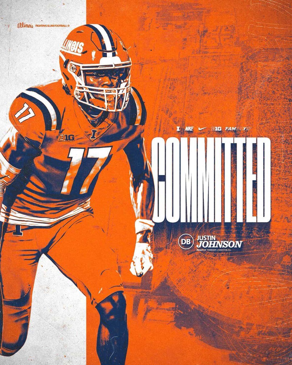 Recruit2Illini's tweet photo. #IlliniNation, let’s welcome 4⭐️ 2027 Evanston DB Justin Johnson to the #famILLy! 🔶🔷🏈 https://t.co/3NYJgL7HIX