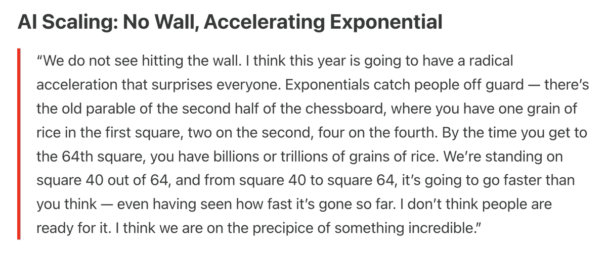 Amodei completely dismissed the rumor that AI scaling is hitting a wall ...
