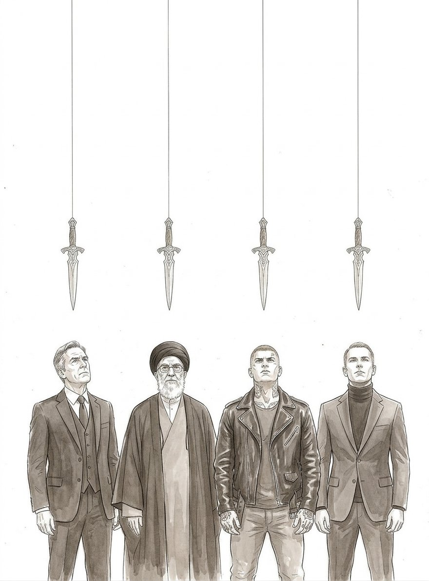 The Sword of Damocles

The phrase originates from an old Greek legend where a courtier eager for power is seated beneath a sword hanging by a single strand of horsehair.

This illustrates how people in positions of power live in a state of anxiety about an ever impending sense of