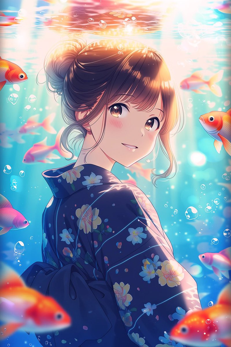 konmisokun's tweet photo. She was there.
水の光の向こうで
金魚を見て笑っていた。
Maybe it was just a memory
floating somewhere in the light.
#SheWasThere
#DreamyAnime https://t.co/FRncANHHmU