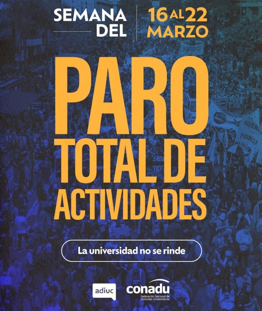 🔥🔥PARO NACIONAL DOCENTE UNIVERSITARIO🔥🔥
Porque por más que los medios no hablen, este GOBIERNO DE MIERDA lleva dos años y medio ajustando a las universidades.
1 de cada 4 docentes universitarios MANEJAN UN UBER.

BASTA DE AJUSTE. BASTA MILEI.