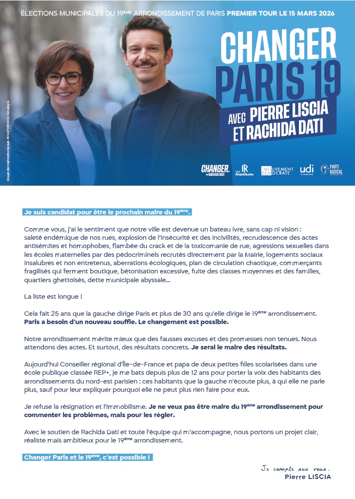 30HideEvent's tweet photo. #Municipales2026
Découvrez la profession de foi @PierreLiscia #Paris19 
Un cap clair et des engagements concrets.
À lire et à partager 👇
@PourDati2026 https://t.co/uCSmFaLwQi