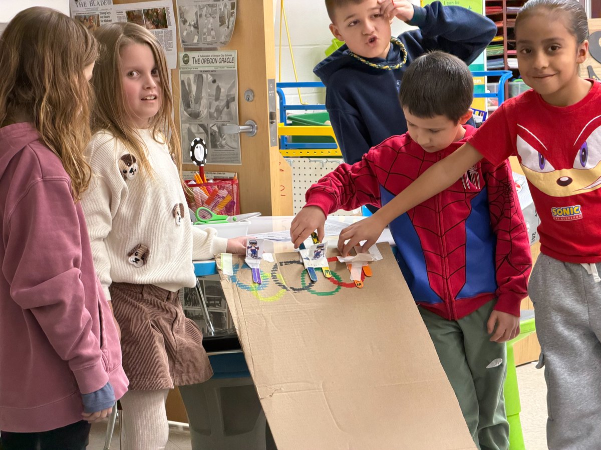 CoyOCSSteam's tweet photo. We celebrated the Coy Olympics in February. Students made luges, skis, skeletons, and hockey games to compete. Students earned medals for their races or games! Way to go Coy students!! @Coy_Rams https://t.co/xdt9scMn4U