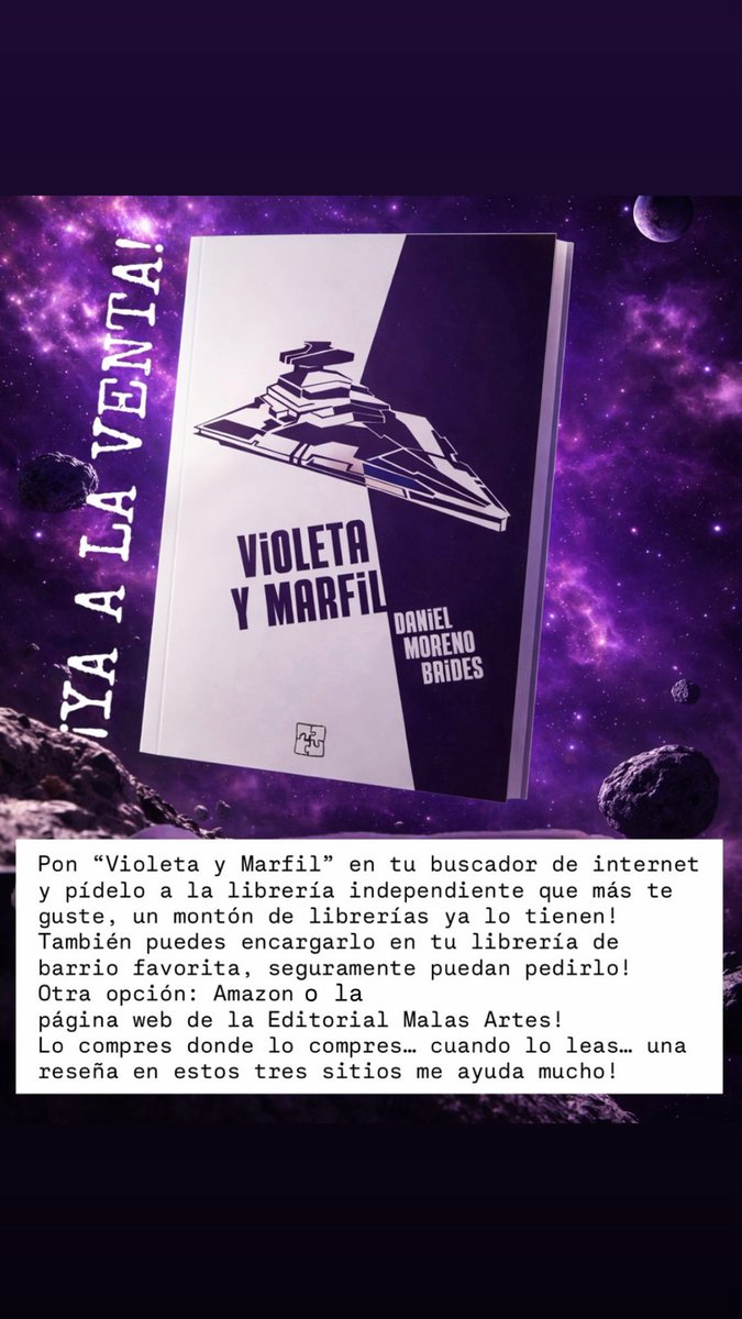 DMore12's tweet photo. Ya a la venta “Violeta y marfil” la distopía espacial del momento (creo que no hay otra) !!
https://t.co/PTun7EbEVU

#libro #book #cienciaficcion #distopia #bookstagram #novedad https://t.co/lvPCsburWB