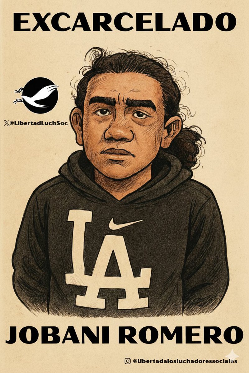 EXCARCELADO | Hoy confirmamos que el joven Jobani Romero, detenido en agosto de 2024 luego de protestar contra el fraude electoral del 28 de julio derribando una estatua de Chávez en Coro, #Falcon, fue excarcelado con medidas cautelares de presentación. Desde julio 2025 y en