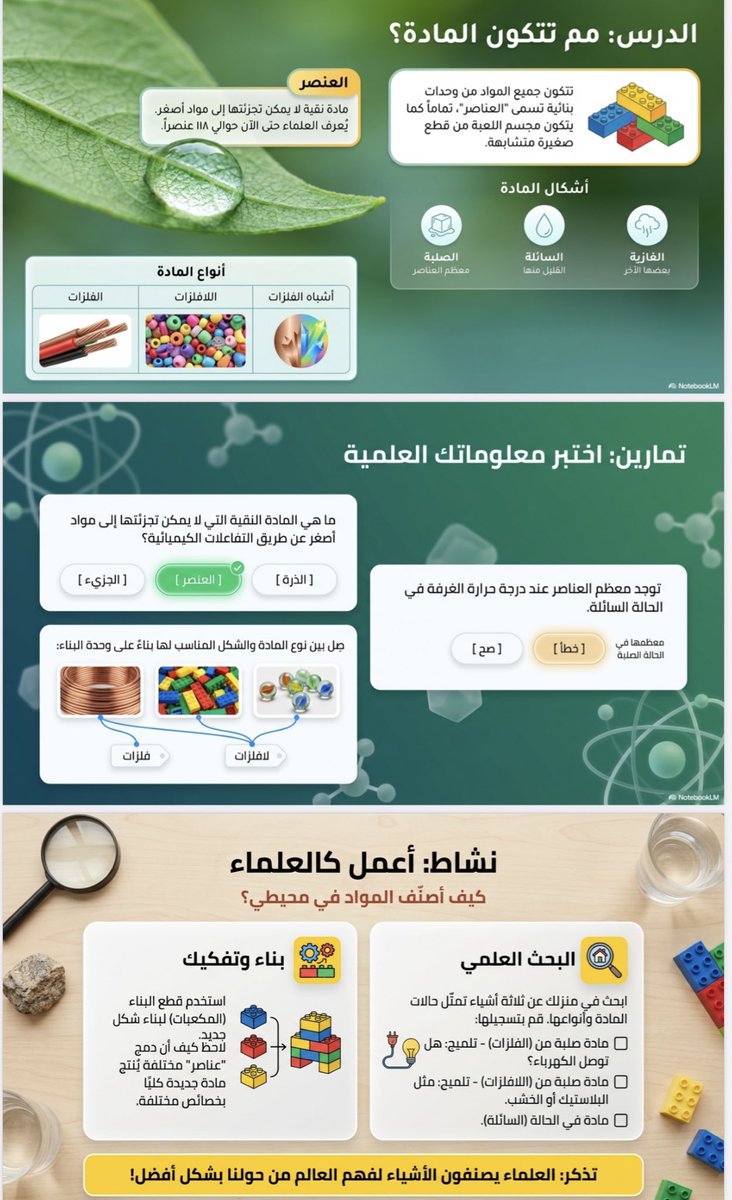almehmadi_sa's tweet photo. #فائده|

لك أن تتخيل مقدرتك على توليد درس متكامل العناصر عبر #الذكاء_الاصطناعي #Ai
ومجاناً

عن طريق #Gemini_ بدمجه مع #NoteBooklm
مثال: درس المادة في مادة العلوم للصف الخامس
صور- مجموعة شرائح- ملصق تعليمي

#التعليم
#التحول_الرقمي 
#ArtificialIntelligence https://t.co/VrzC71k1tm