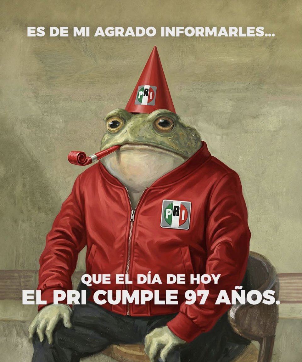 Es de mi agrado informarles…
Que el dia de hoy el <a href="/PRI_Nacional/">PRI</a> cumple 97 años. 🥳

Únete a la conversación usando el hashtag #PRIconMéxico.