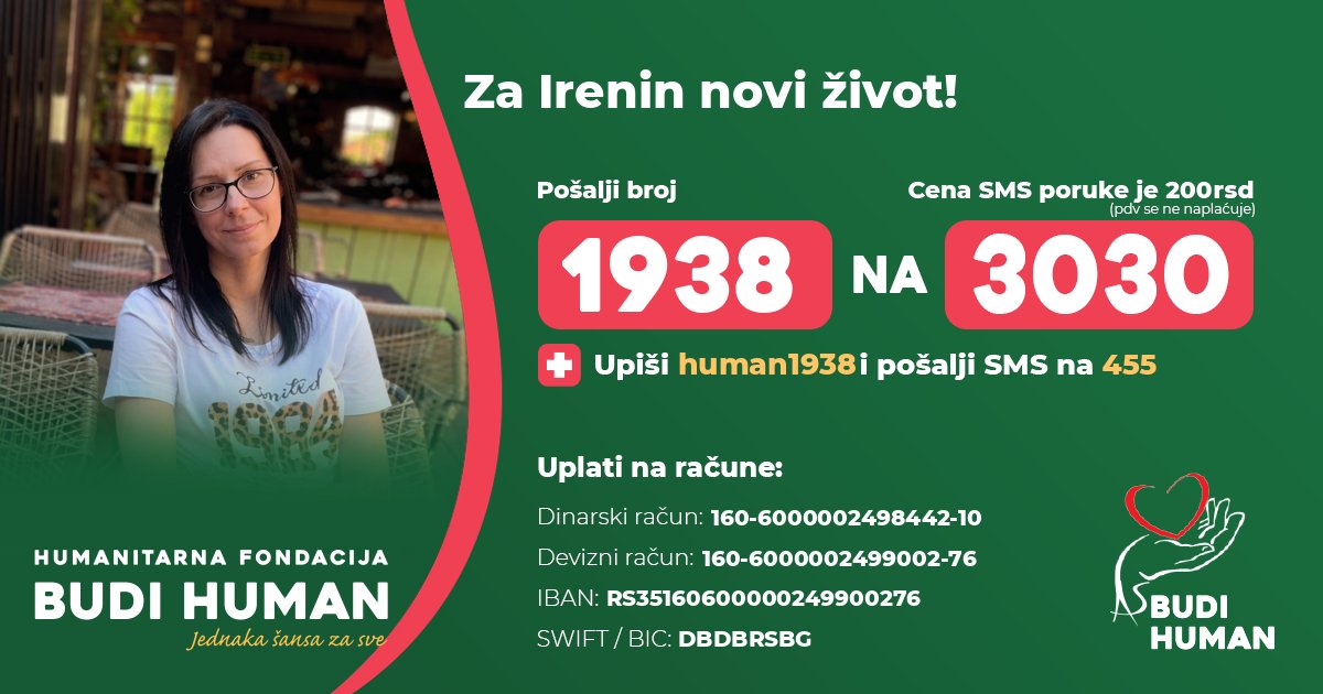 Ireni bi mnogo značila naša pomoć. Ko može, svaka poruka joj je zlata vredna. Hvala svima!
