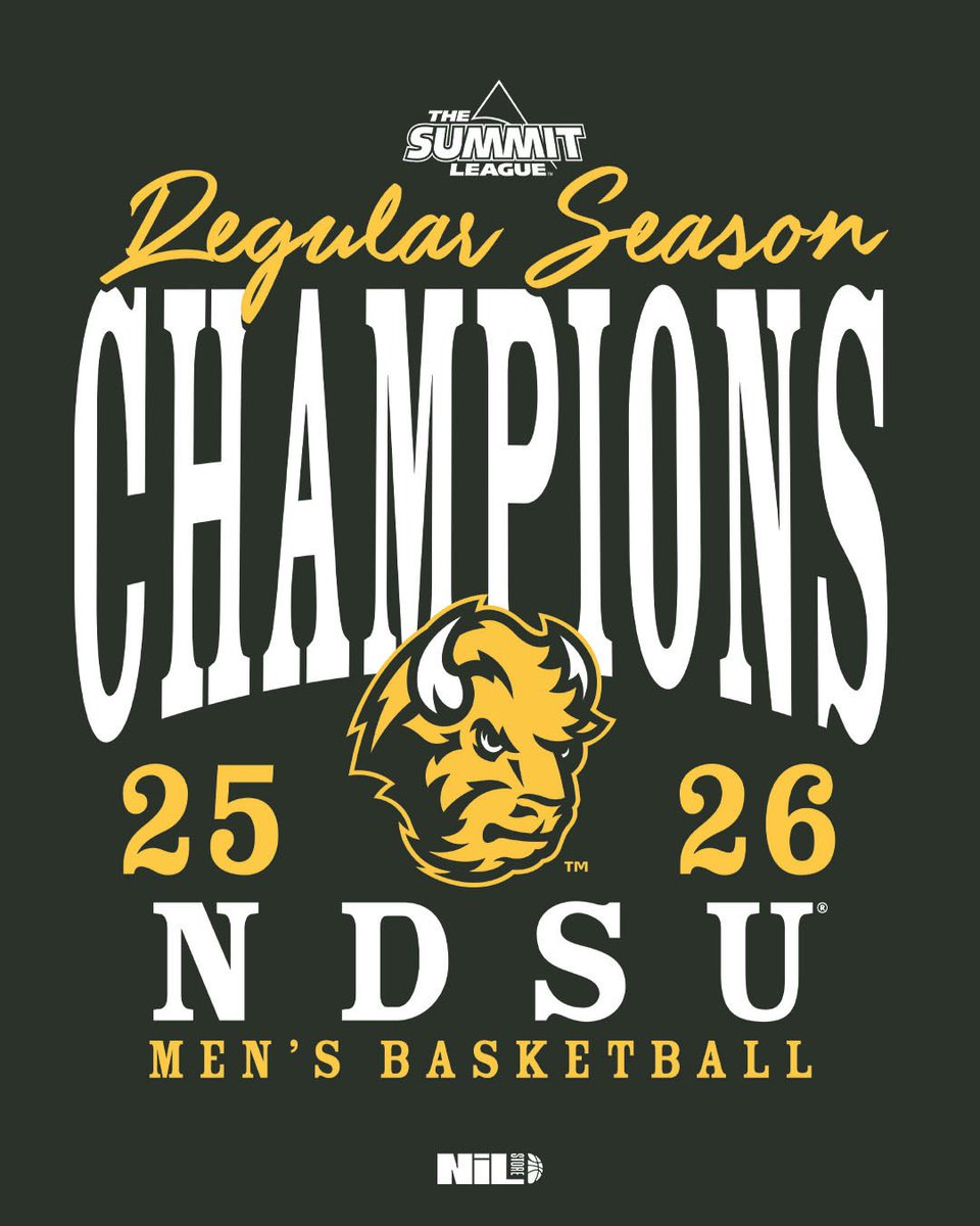 NDSUNILStore's tweet photo. THE SUMMIT LEAGUE RUNS THROUGH FARGO! 🏆🤘
NDSU is your regular season champ! Celebrate the title with our official Championship Collection. Support the players and secure your title merch now: https://t.co/78VCEojYXy https://t.co/qteIJ46L0U