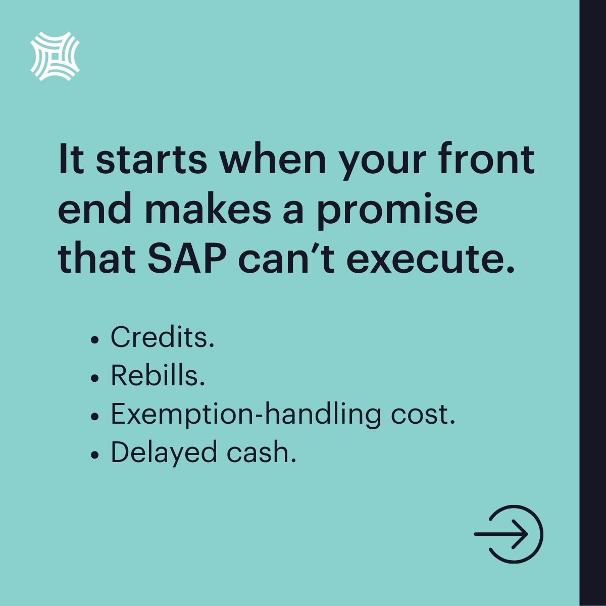 enosix's tweet photo. Margin leakage starts before the order.

It begins when the front end promises what SAP can’t execute. Credits. Rebills. Exceptions. Delayed cash.

This is the Truth Gap quietly compounding on the P&amp;L.

Read our executive brief → https://t.co/PY29RvlH9e https://t.co/5d3DfWwuIY