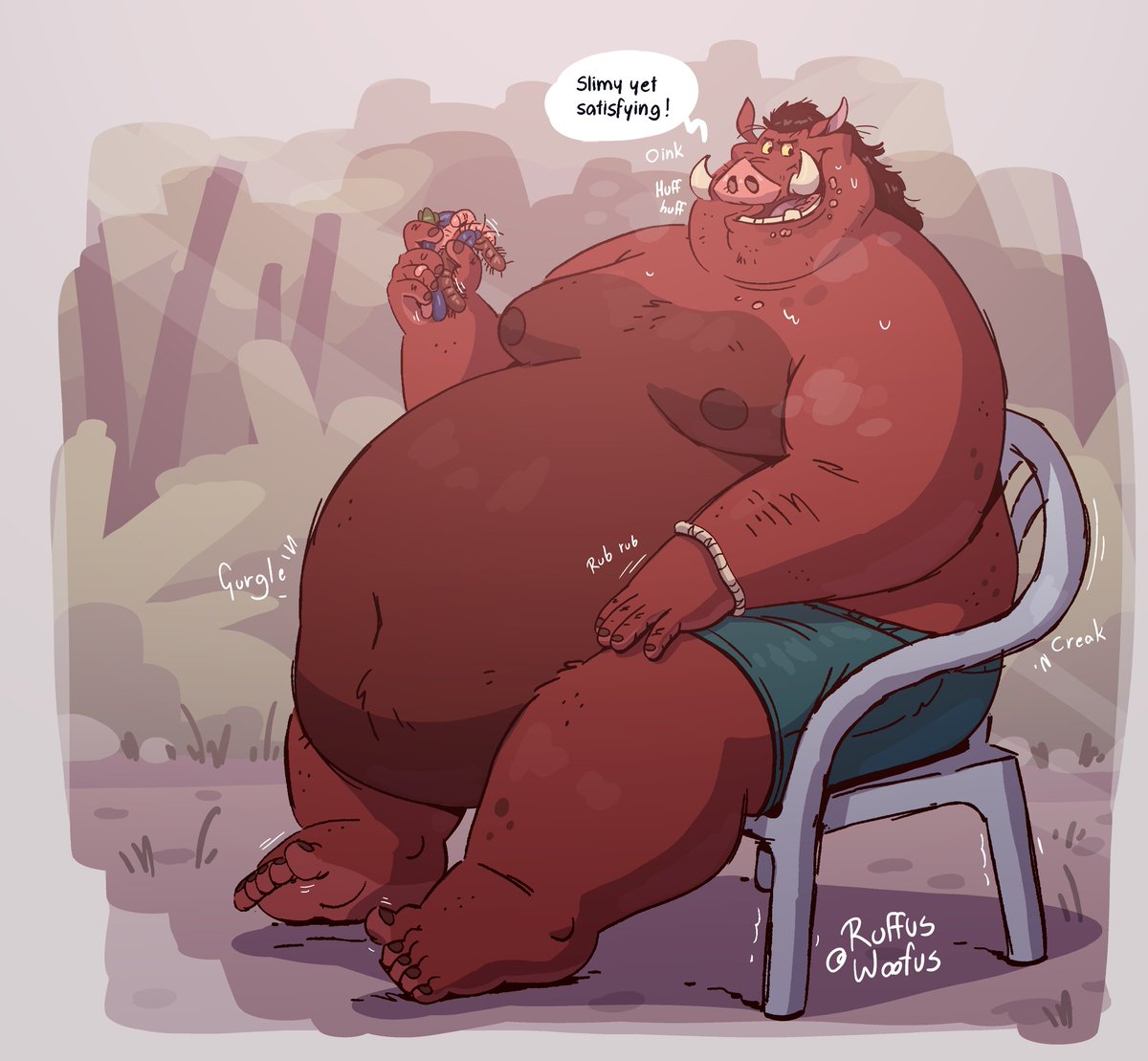 Fanart of Pumbaa eating grubs 🐗🪲🪱