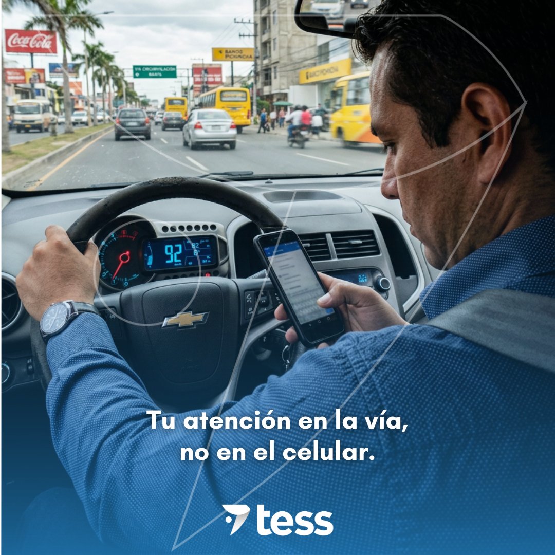 somostess's tweet photo. Cuando conduces, cada segundo de distracción cuenta. 📱⚠️
Evita usar el celular mientras manejas y mantén tu atención en la vía. 🚗
#SomosTESS #TránsitoManta #NoAlCelularAlConducir https://t.co/9degvpTFvJ
