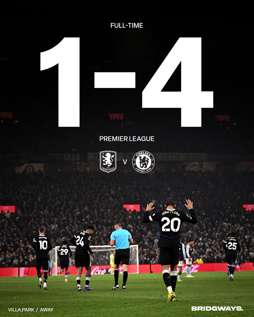 What a game.

Chelsea complete the comeback with a 4–1 away win at Villa Park.

👏