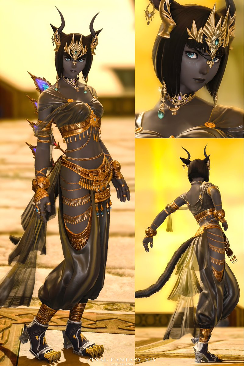 【FF14】美しいミラプリSSが話題、バステト風の神秘的なコーディネートに注目