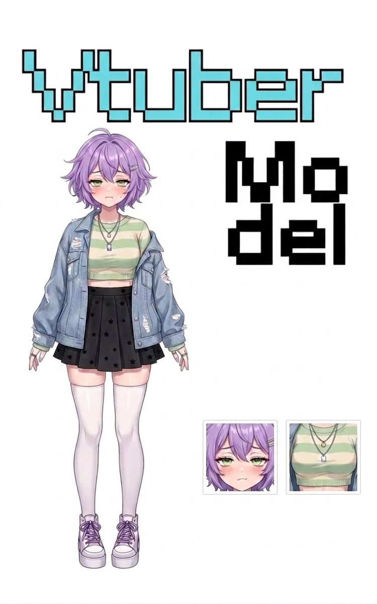 JF_VTuber's tweet photo. Purple hair vibes so cool Green eyes hiding stories untold Denim jacket style on point 🔥In this digital world she’s bold.#VTuber #VTuberEN #Art #GraphicDesign #Twitch https://t.co/WfYFVGOOWH