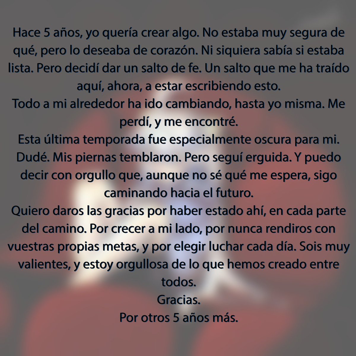 🩶 🩶 FELIZ ANIVERSARIO 🩶 🩶

Este año con un poco de retraso, pero los logros hay que celebrarlos siempre ;)
He decidido abrir un poco el corazón con una cartita, aunque faltan palabras suficientes para daros las gracias.

Por esta nueva temporada, y las que vendrán 🩶