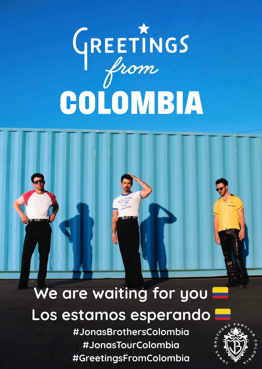 jbroscolombia's tweet photo. Jonas Brothers, Colombia los está esperando🇨🇴

@jonasbrothers @paramo_presenta 
#JonasBrothersColombia https://t.co/AngUK6GQR9