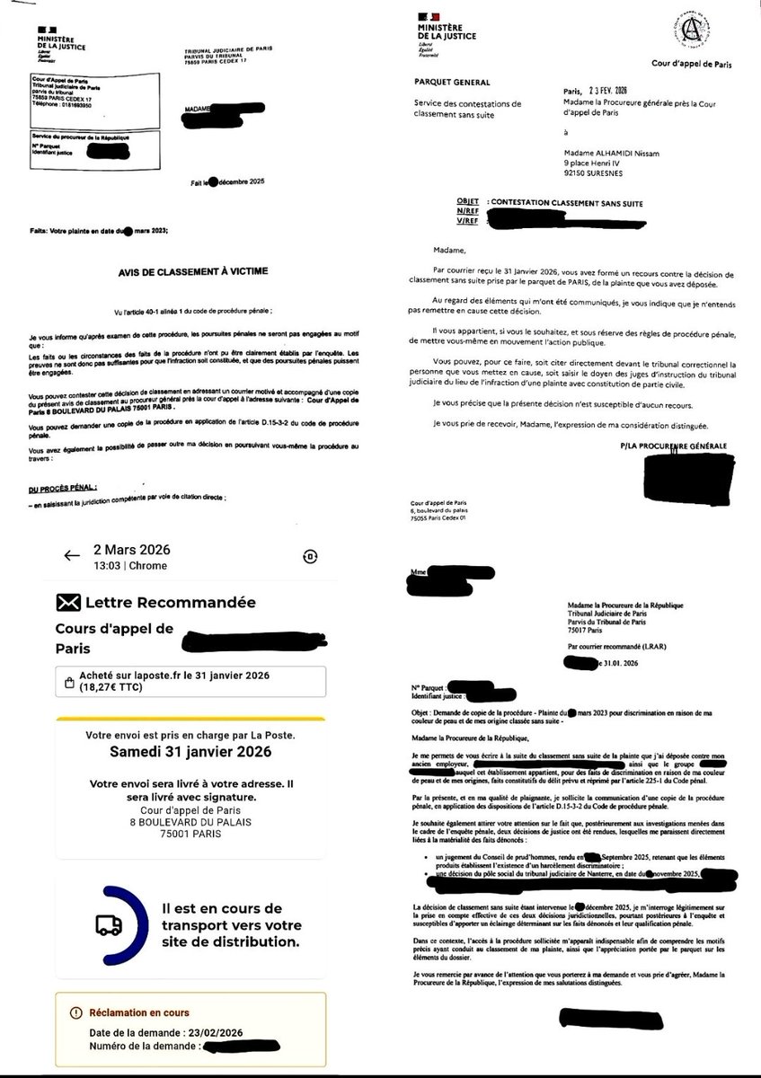 masphenix's tweet photo. @justice_gouv Parcours d'1 femme noire pr faire reconnaître 1 discrimt° raciale subie dans 1 école: plainte Mars23→ Classmnt ss suite Déc25! Recours ac nveaux éléments- jugemt civils non reçu mais ÉCARTÉ, @Defenseurdroits empêché d'enquêter.Est-ce conforme avec l’idée d’une justice équitable? https://t.co/SL6sTU99aq