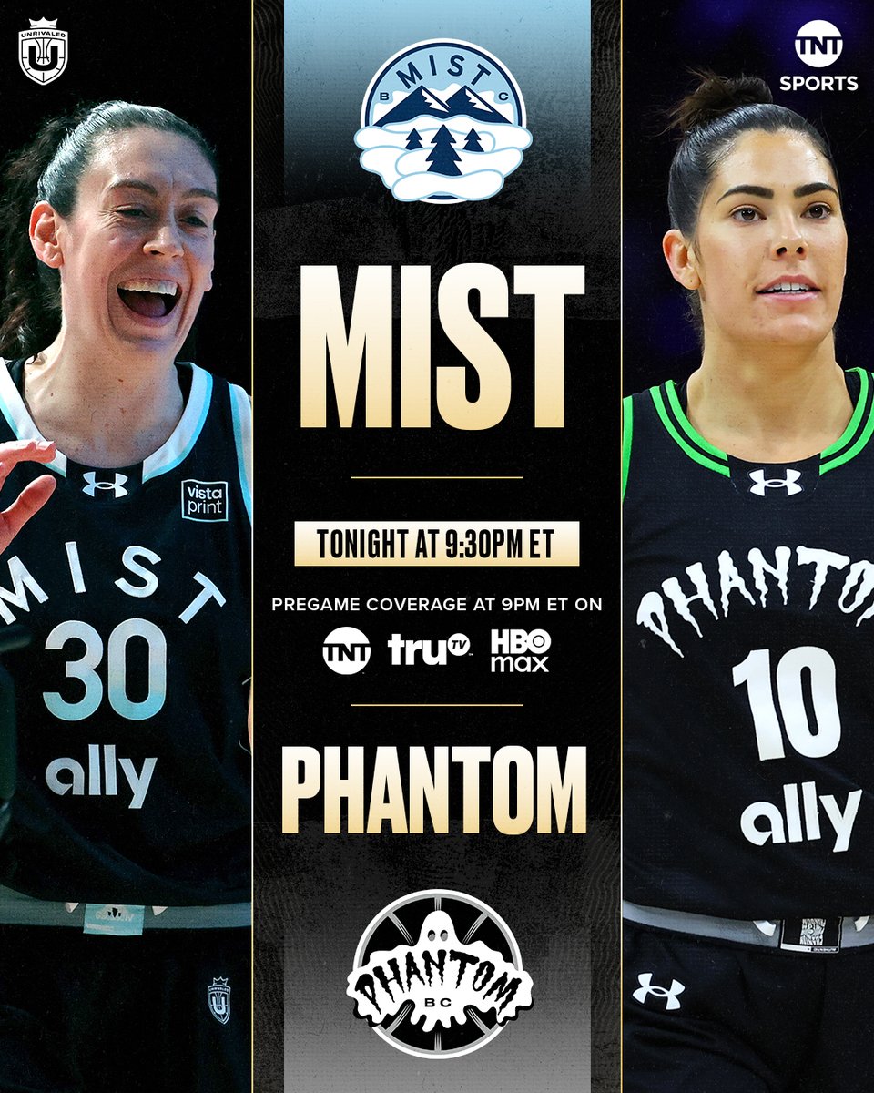 TONIGHT'S THE NIGHT 🏆
Coverage for Mist vs. Phantom in the @Unrivaledwbb Championship begins at 9pm ET on TNT, truTV, & HBO Max!