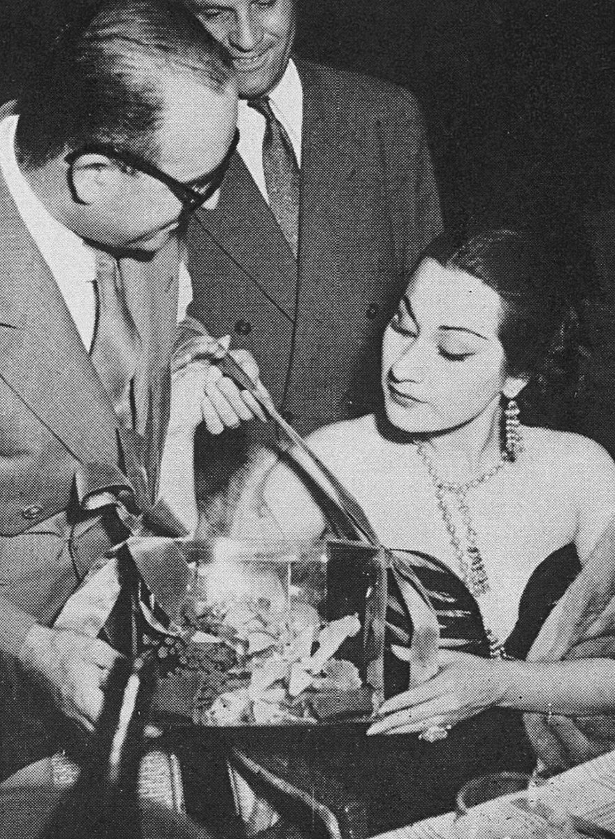 emperatrizinca's tweet photo. Yma Súmac recibiendo orquídeas durante su segunda visita a París en 1954, como parte de su nueva gira musical europea. La princesa inca también estuvo co-componiendo y grabando "Mambo!", el disco más popular de su carrera. https://t.co/oRSCSvhWVl