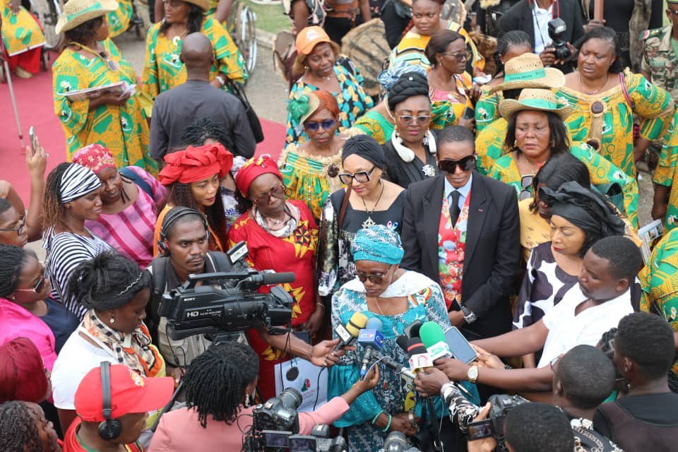 UN_Cameroon's tweet photo. Ahead of #WomensDay on 8 March, the UN joined the Gov’t and partners to celebrate under the theme: Rights. Justice. Action. For ALL women and girls.

UN WOMEN Rep. @RakyChaupin &amp; Minister Marie-Thérèse Abena Ondoa toured stands showcasing women’s empowerment and progress. https://t.co/Vgxu8JwfAn