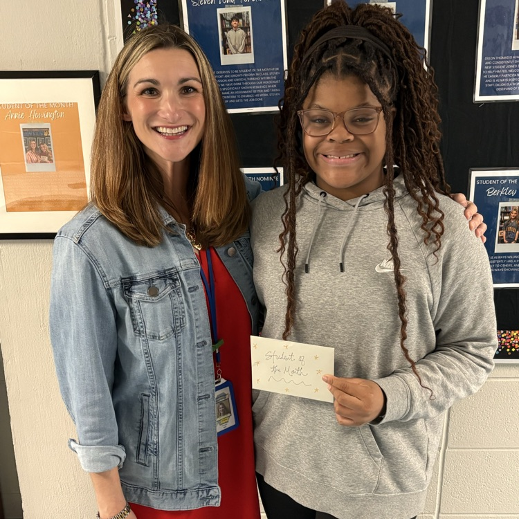 ⭐️March Student of the Month⭐️ Congrats to Hannah Hunter! Hannah is a member of the SMS Band, the cheer squad, and the track team. She works hard everyday to reach her academic goals, to collaborate with peers, and to assist her teachers. We are proud of you! 💛💙 #tww #GOW26