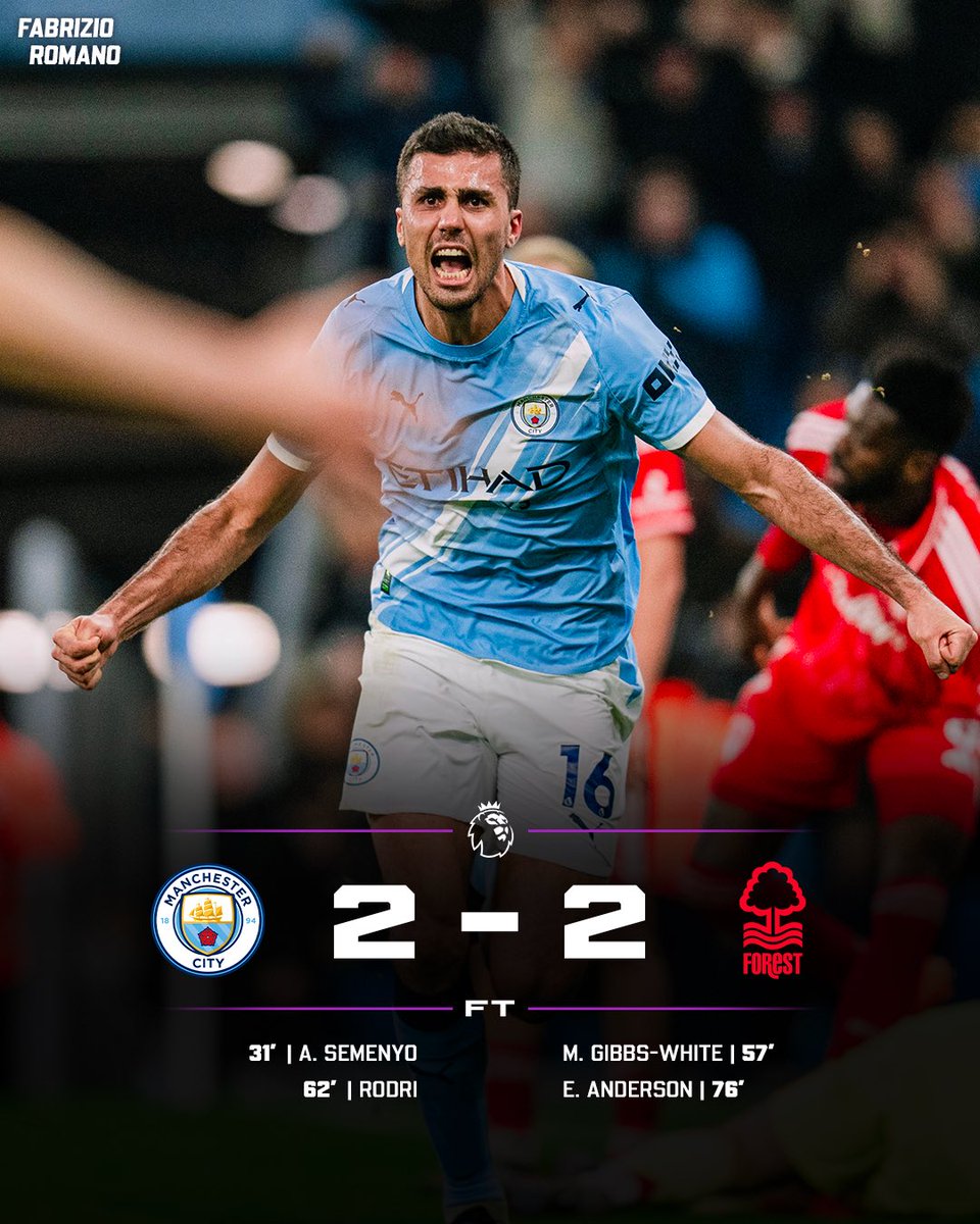 🌳🚨 Man City and Nottingham Forest share points at the Etihad!

Who’s been your Man of the Match?