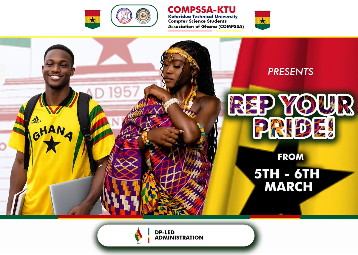 CompssaKtu's tweet photo. Rep your pride 🇬🇭✨
ComSci celebrates Ghana’s Independence ,jerseys, colors, African vibes. Let’s capture the moment! #RepYourPride #GhanaIndependence” https://t.co/FM8WX2Ktkd