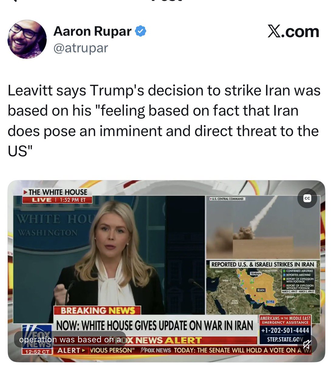 Narrative shift : Trump struck Iran based on his ‘feelings’ 

At this rate, tomorrow’s narrative might cite a tarot card reading about an ‘imminent threat’