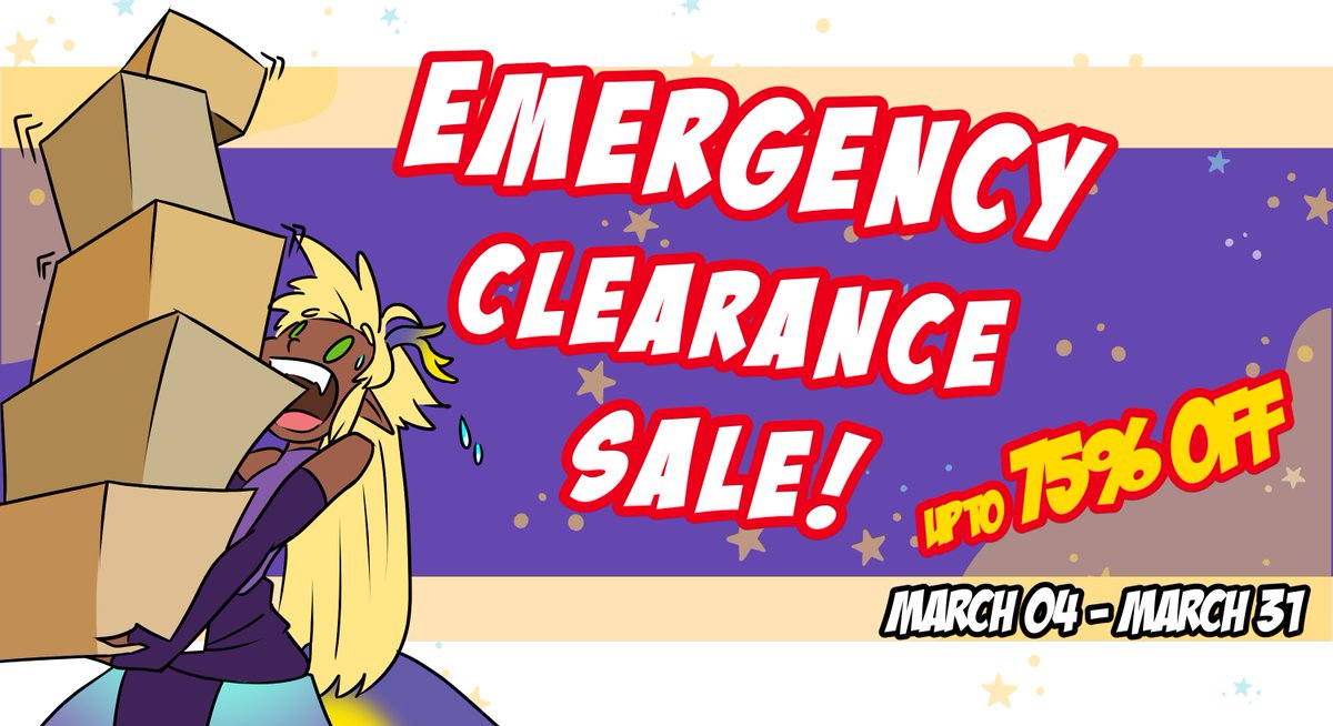 I have Clearance Sale in my online shop this entire month in almost every stickers, prints, apparel, etc. merch up to 75% off! Link in the comments and in my profile!