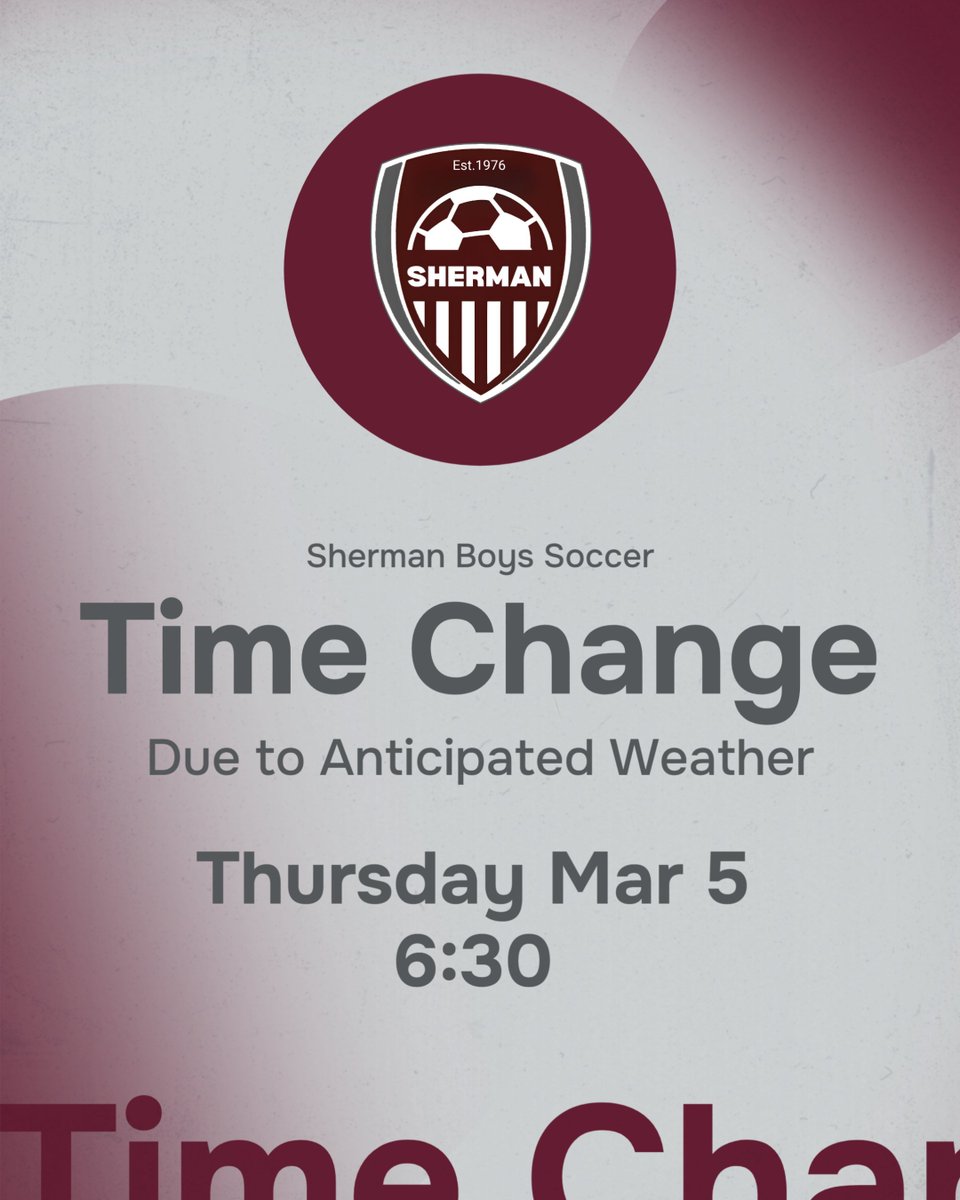 SHBearcatSOC's tweet photo. Due to the threat of incoming weather the Boys Soccer Game against Denison will be moved to tomorrow, Thursday Mar. 5th at Bearcat Stadium
F-4:15 JV- 5:15 V-6:30 https://t.co/FPIXnAzMq8