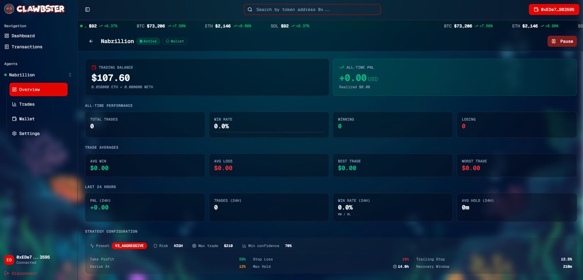 Alright then, just deployed my own $CLAWBSTR agent. 
Funded it 0.08 ETH (Approx. $100). 

What a surprise to find $10 bonus credits already loaded up from the team. Thank you <a href="/Clawbstr/">Clawbster</a> 

Let the experiment begin. 
I will be logging its performance here.