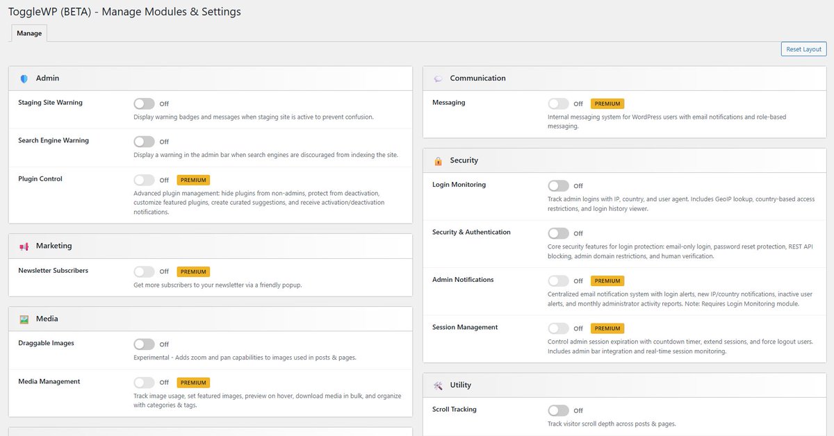Toggle WP - One Plugin. Modular Power. tweet media