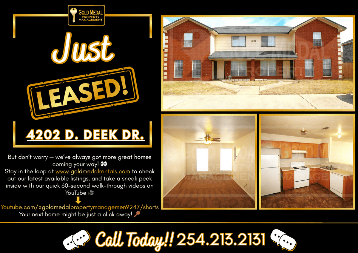 GMRentals's tweet photo. 4202 D. Deek Dr. is officially off the market! 🎉

But don’t worry — we’ve always got more coming your way! Stay in the loop by visiting https://t.co/f5jwgi5uCJ  to see our latest available listings. https://t.co/OkD8lUPyN4