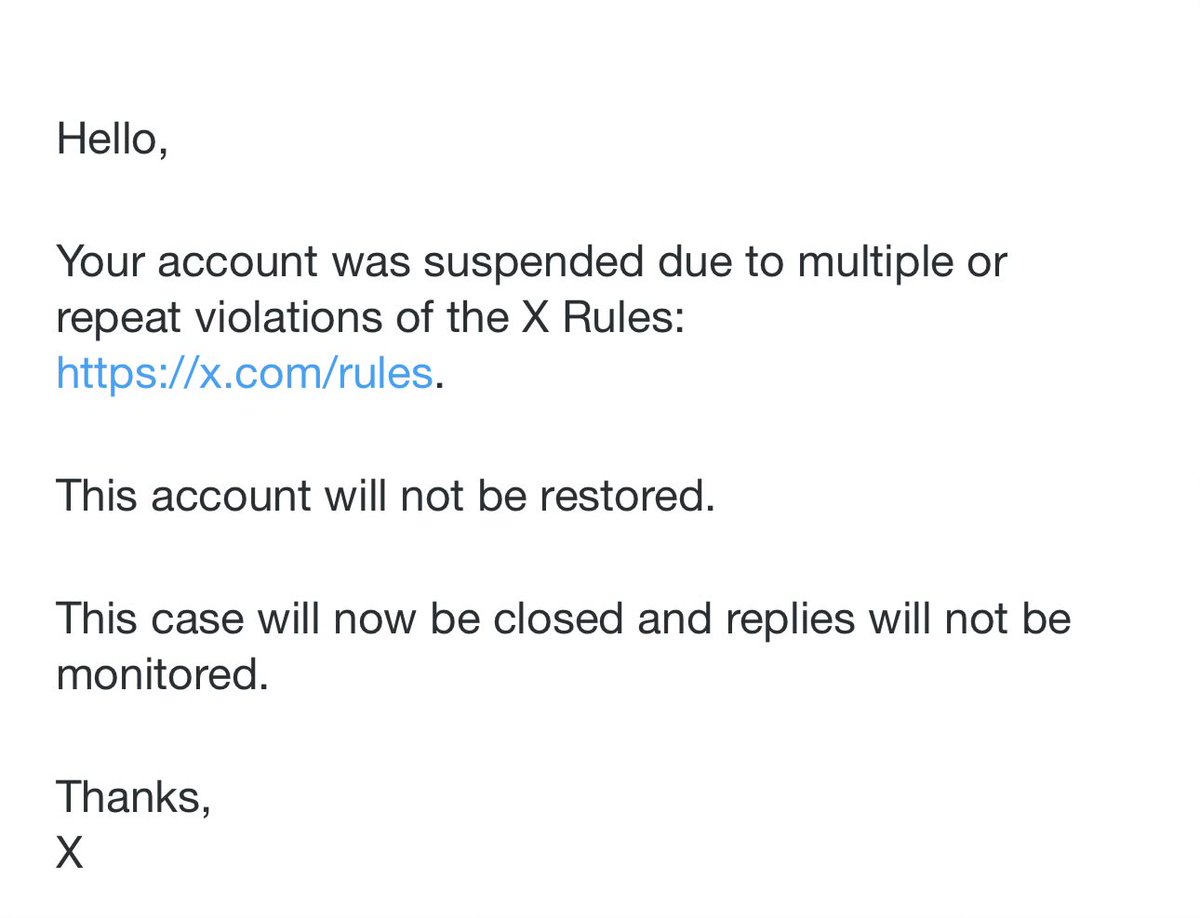 RightWingPhD_'s tweet photo. Yet another BS auto response from @nikitabier team and @X about my suspended account.

Says “multiple  violations” of the x rules but it is simply false. Especially compared to the intensely offensive and spam content I see daily. 

Why was @trenchfoot_ suspended? @elonmusk https://t.co/ZjmsPLw0wD