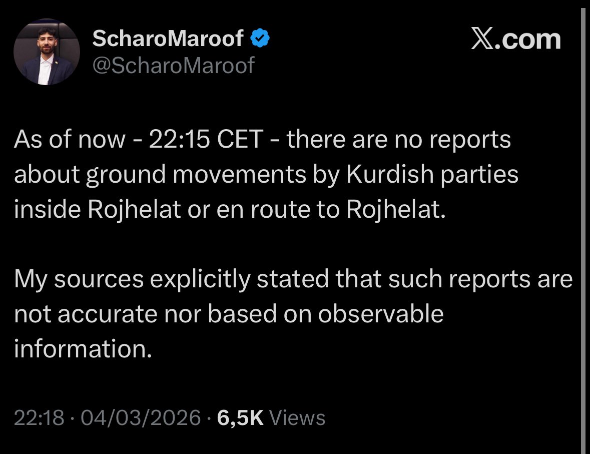 ❗️NO attack by Kurdish forces on Iran

Kurdish sources have denied reports of a groud operation by Kurdish separatists.

It looks like the CIA desperately wants the Kurds to fight their dirty wars, and therefore amplifies this psychological propaganda via its favourite propaganda